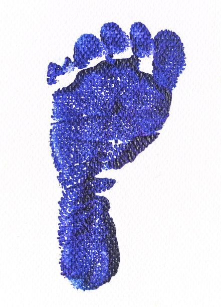 画布上的蓝色婴儿脚印- Fußabdruck图片下载