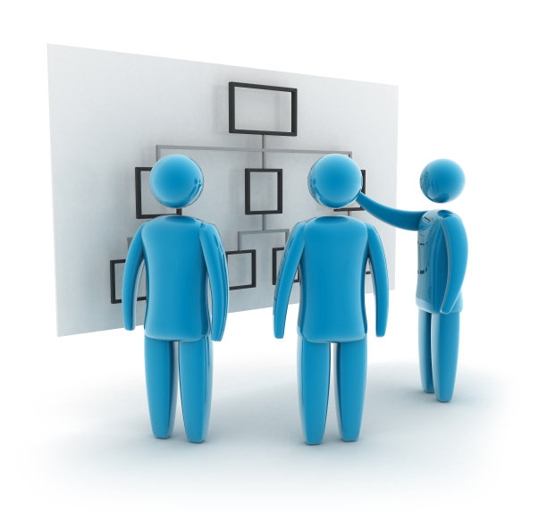 三个蓝色的图形看着流程图图片下载