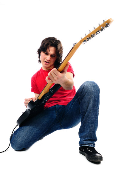 吉他手在白色背景图片下载