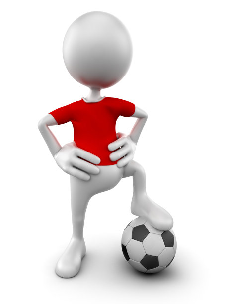 3d人的脚在足球，孤立/剪切路径图片下载