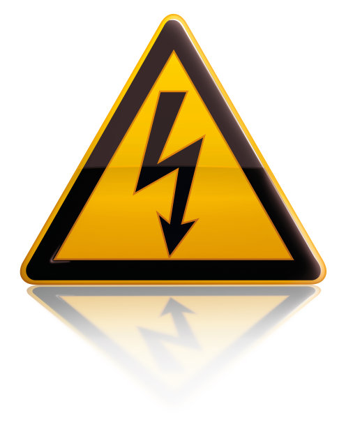 黄色和空白三角形高压标志图片下载