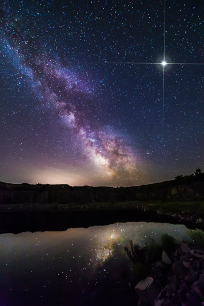 幸运星闪耀的银河星夜素材图片