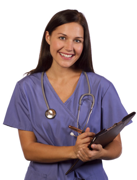 带剪贴板的女护士眼睛对着摄像机图片下载