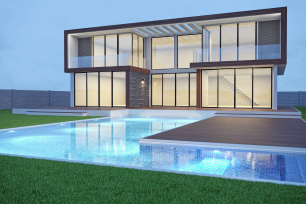 现代豪华空别墅外观图片下载