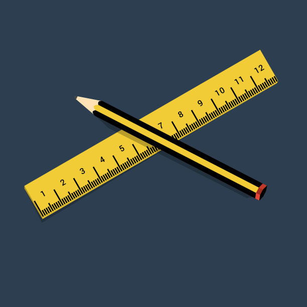 铅笔和尺子重叠图片下载