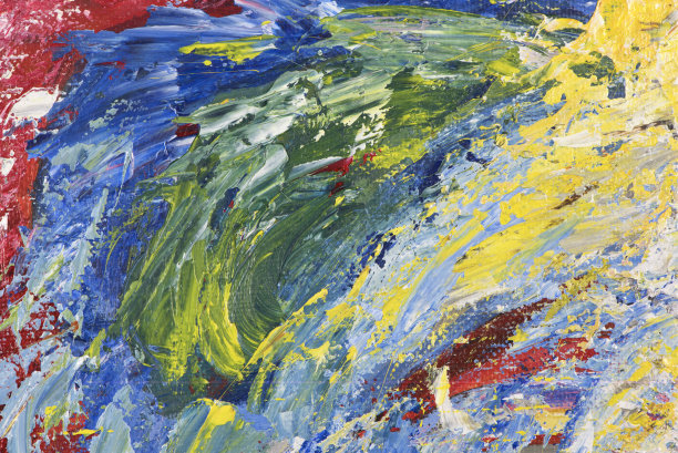 彩色抽象丙烯画在画布上近距离图片下载
