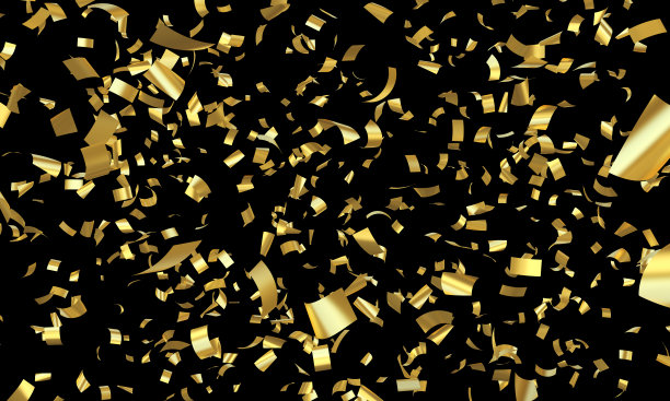 黑色上的金色五彩纸屑雨图片下载