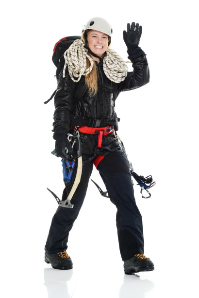 微笑的攀登者挥手图片下载