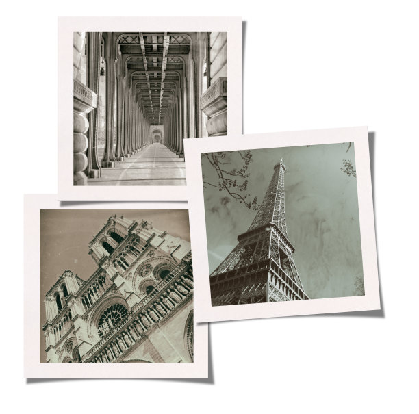 旧巴黎的照片。孤立在白色背景。图片下载