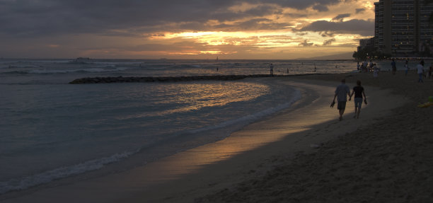 海滩日落时图片下载