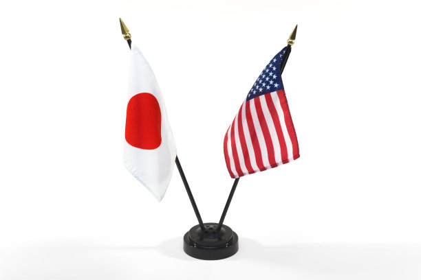 日本和美国国旗孤立图片下载