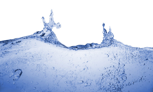 水线与飞溅和气泡隔离在白色上图片下载