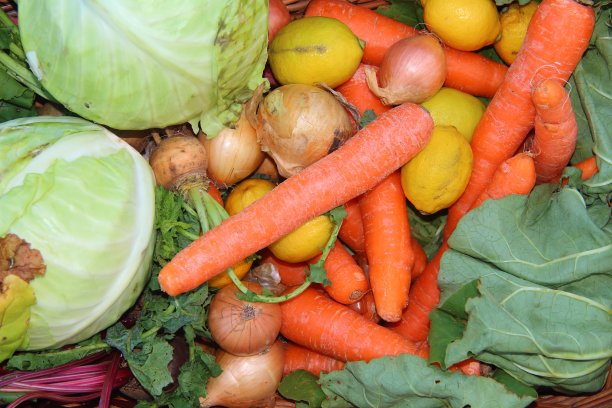 一桶水果和蔬菜图片下载