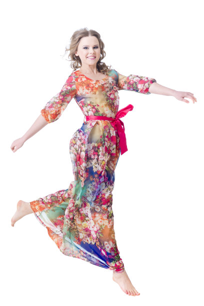 舞者在半空中孤立在白色图片下载