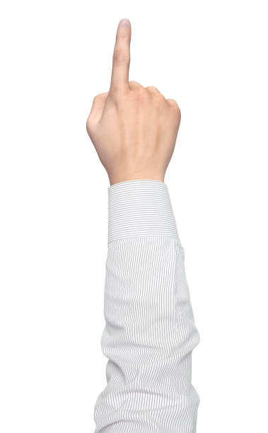 一只手在白色背景上显示一根手指素材图片