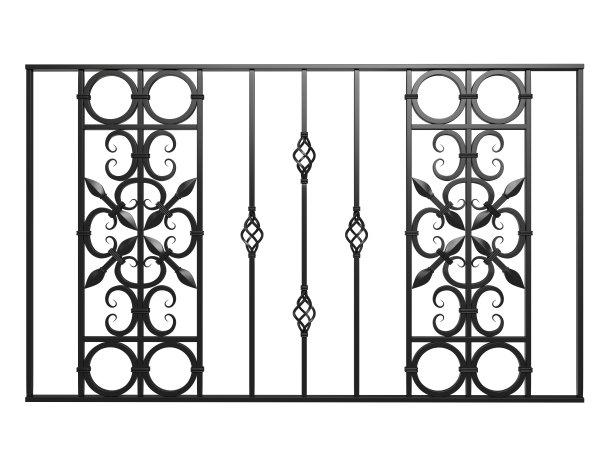 3d锻铁栏杆装饰孤立在白色图片下载