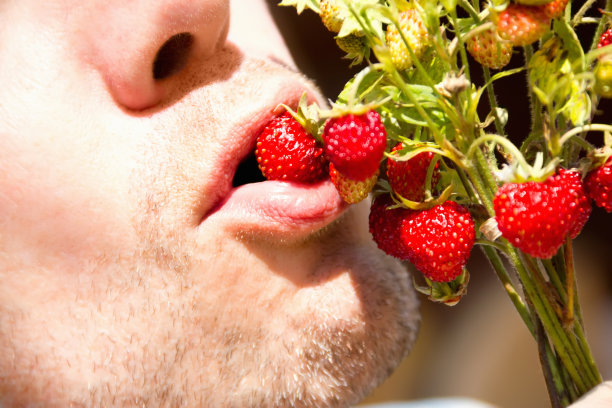 男人咬草莓图片下载