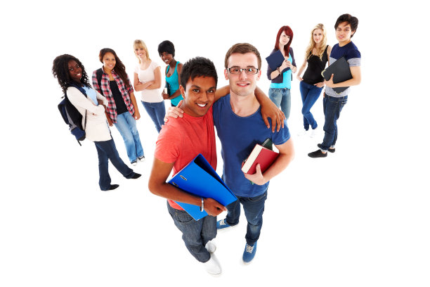 两个青少年朋友的肖像-孤立图片下载