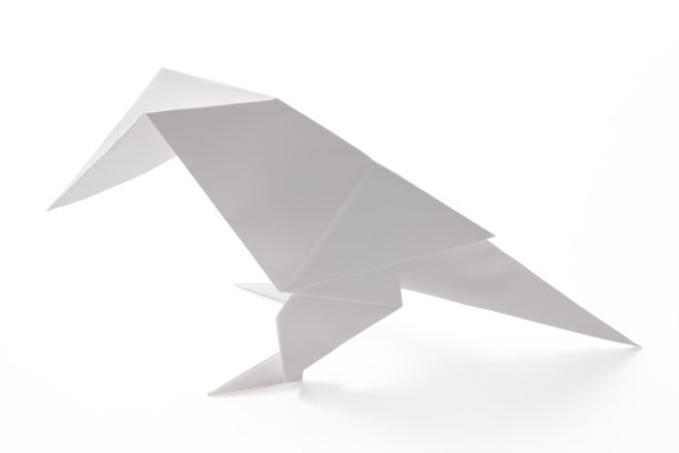 孤立的照片空白折纸乌鸦在白色的背景图片下载