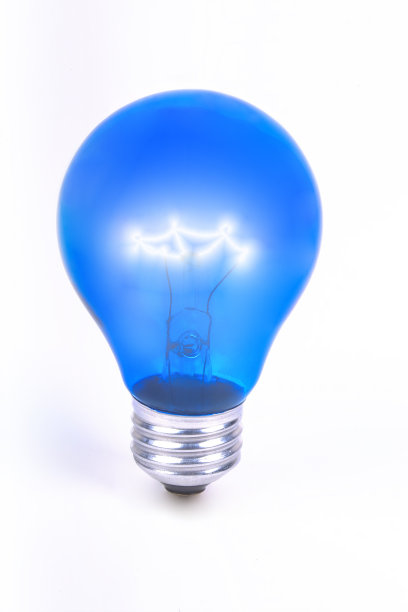 孤立的蓝色灯泡照明图片下载