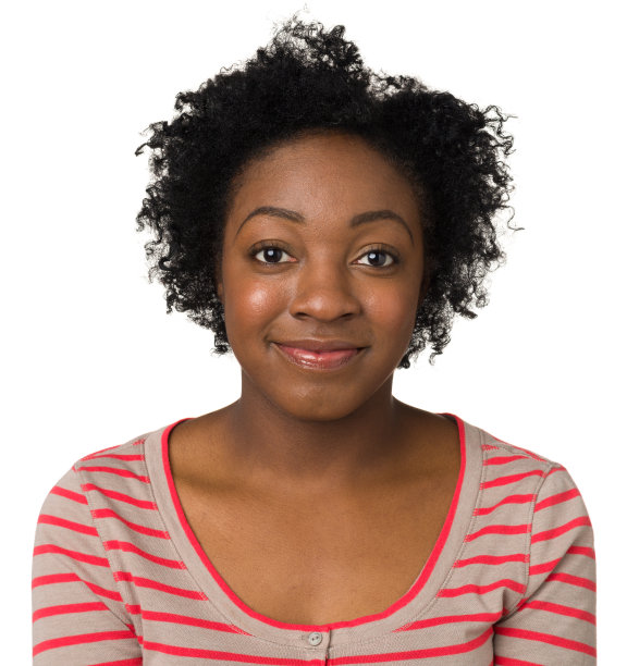 冷静的年轻女人近距离肖像素材图片