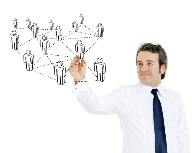 商人绘制社交网络(毛笔)图片下载