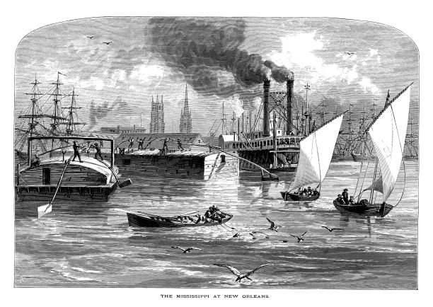 密西西比河在新奥尔良，美国|历史插图图片下载