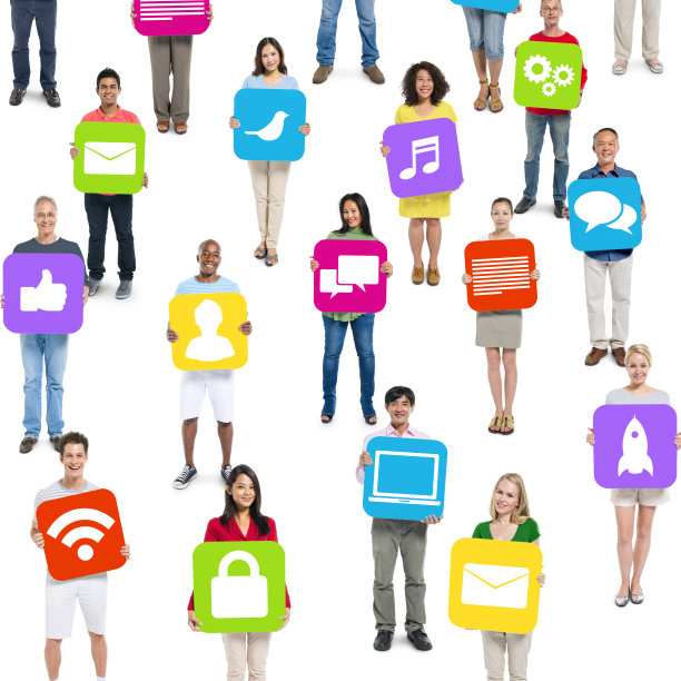 一群人举着图标图片下载