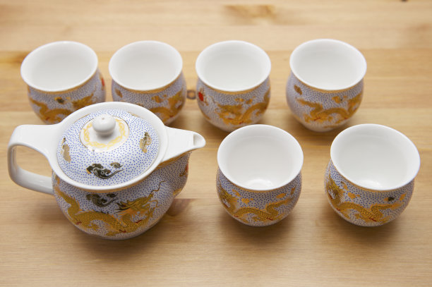 中国传统的茶壶和茶杯图片下载