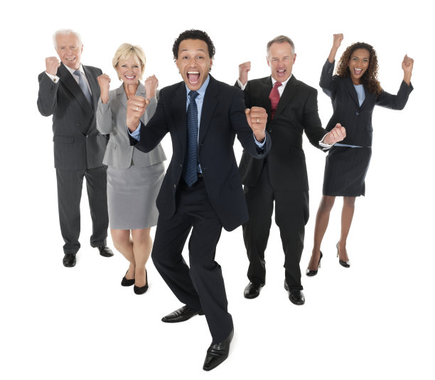 欢呼的商人-孤立图片下载