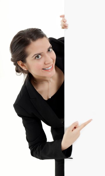 举着广告牌的女商人图片下载