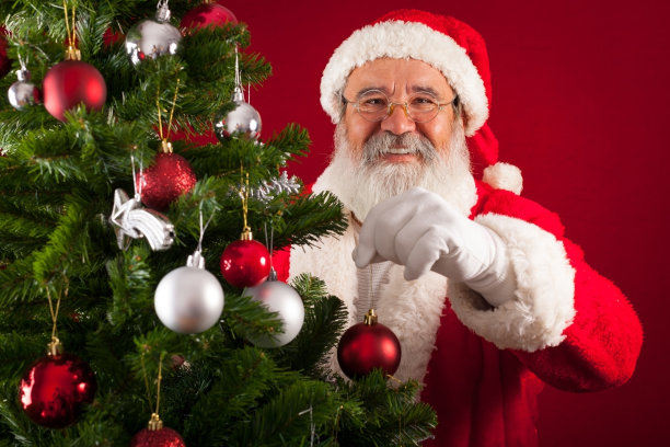 圣诞老人装饰圣诞树图片下载