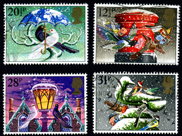 各类圣诞邮票A图片下载