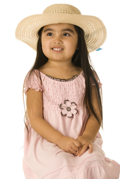 可爱的夏威夷女孩戴着帽子图片下载
