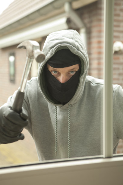 拿着撬棍入室盗窃贵重物品的窃贼图片下载