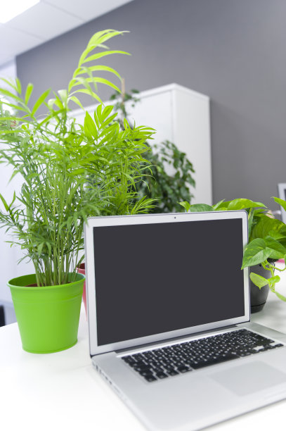 笔记本电脑放在办公桌上图片下载