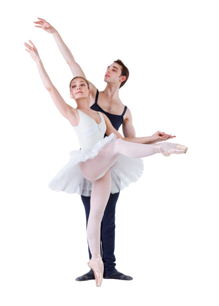 夫妇去学芭蕾。孤立在白色图片下载