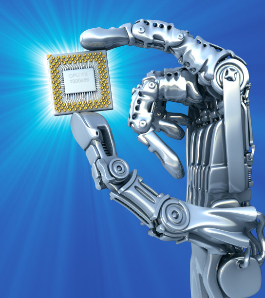 机器人手臂和抽象CPU。图片下载