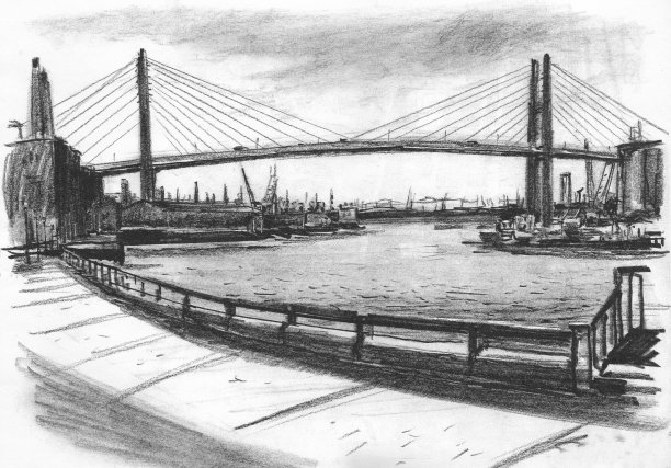 河港有吊桥图片下载