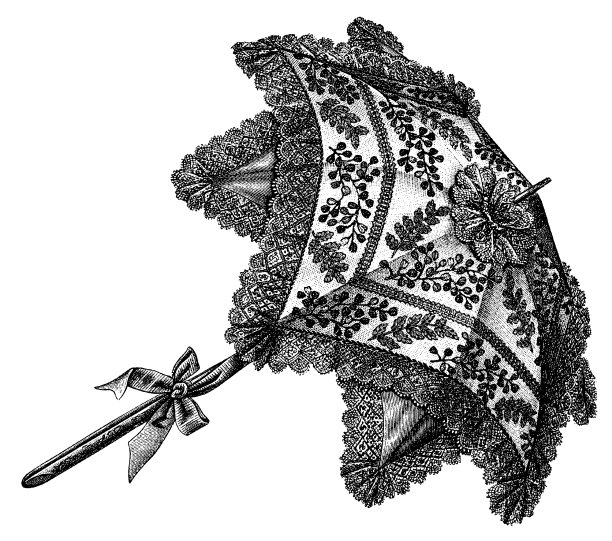 维多利亚伞|古董设计插图图片下载