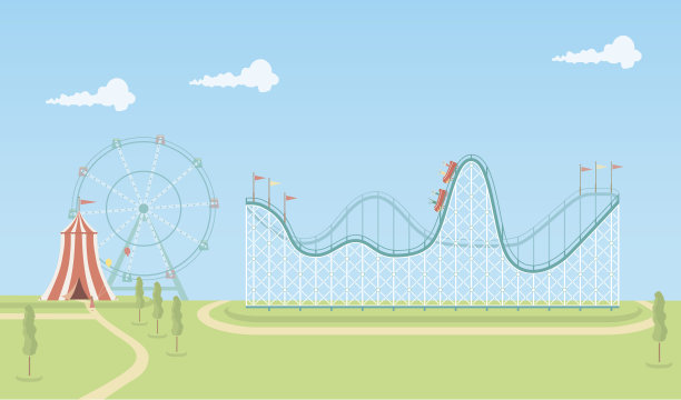 云霄飞车和摩天轮插图图片下载
