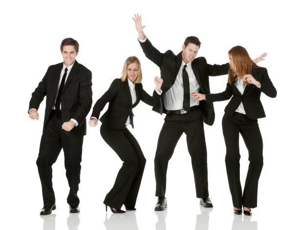 同事们在白色背景下跳舞图片下载
