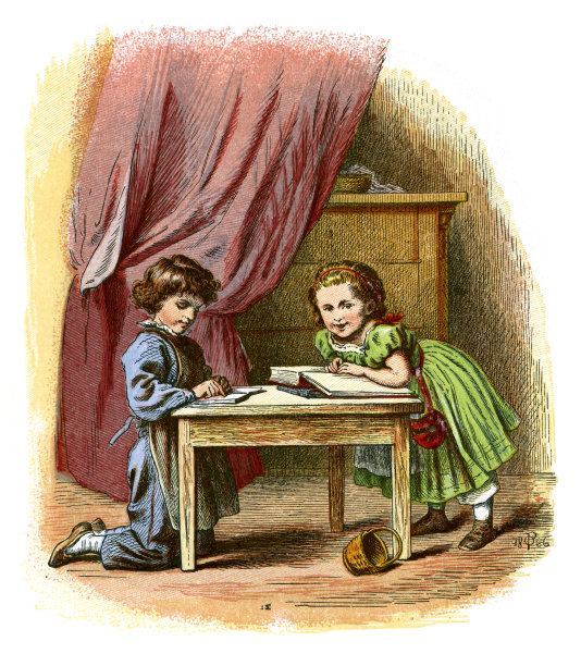 弟弟和妹妹在看书图片下载