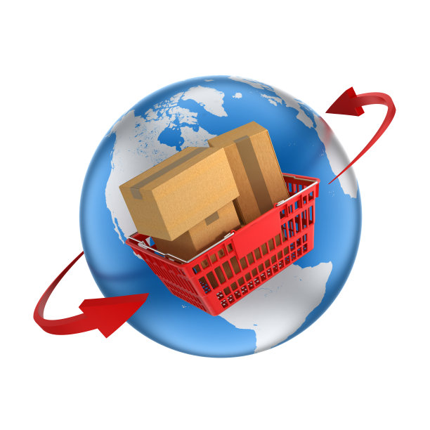 地球上满是购物篮和轨道箭头，孤立/剪切路径图片下载