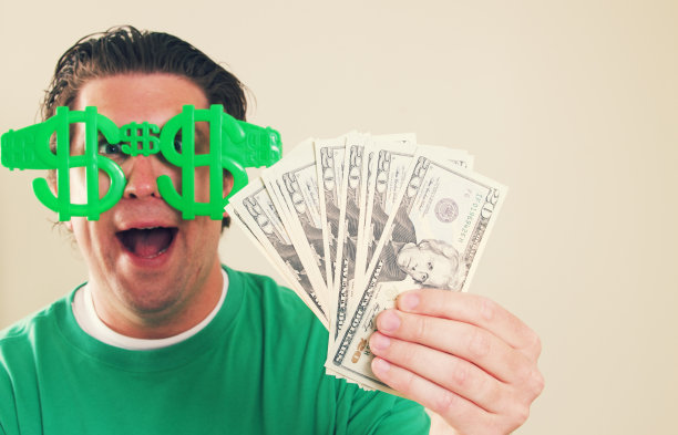 戴着美元眼镜的滑稽男人素材图片