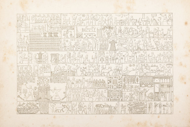 雕刻埃及象形文字日常生活图片下载