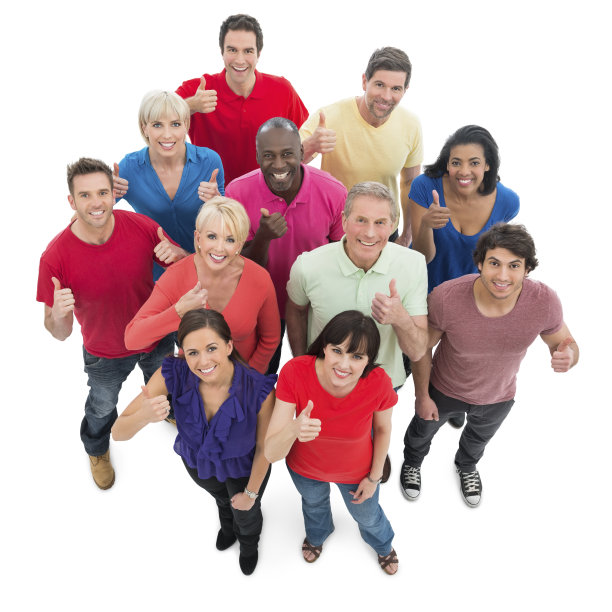 多民族人群竖大拇指图片下载