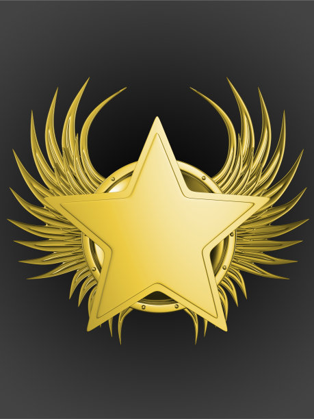 黑色背景上带有丝带的3d金色徽章图片下载