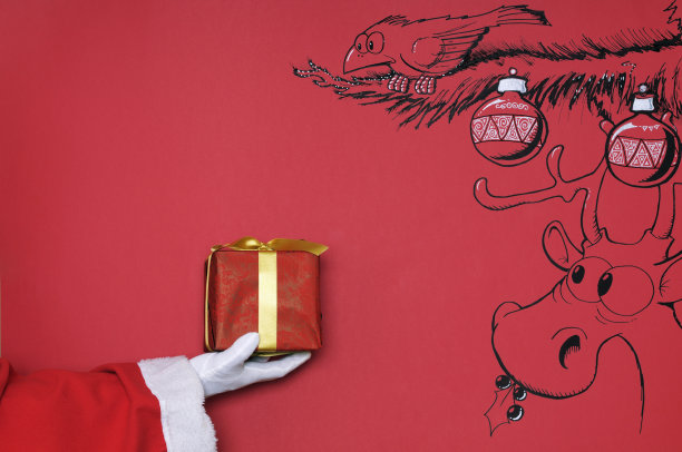 圣诞老人展示礼物图片下载