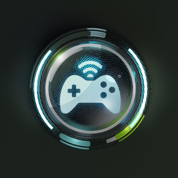 发光的3D游戏控制台控制按钮在黑暗的背景。图片下载